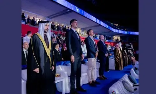 سمو الشيخ خالد بن حمد يحضر افتتاح بطولة العالم للمصارعة
