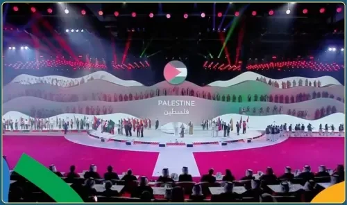 أفراد من العائلة المالكة في البحرين يكرمون فلسطين في حفل افتتاح دورة الألعاب الآسيوية للشباب