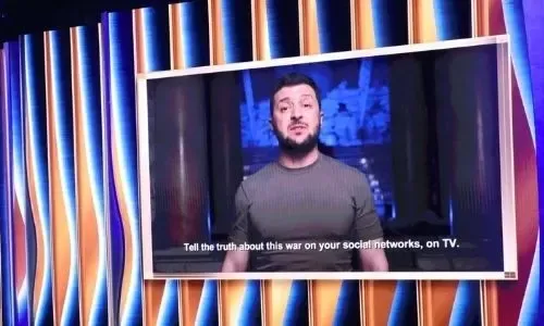 Ukraine's Zelensky appeals for support in Grammy video appearance