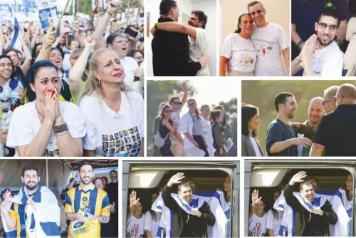 Freed Israeli hostages hug loved ones