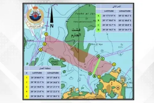 تغيير في منطقة العمل الخاصة بالمسح البحري