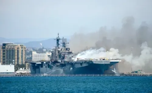 21 injured in fire aboard ship at Naval Base San Diego