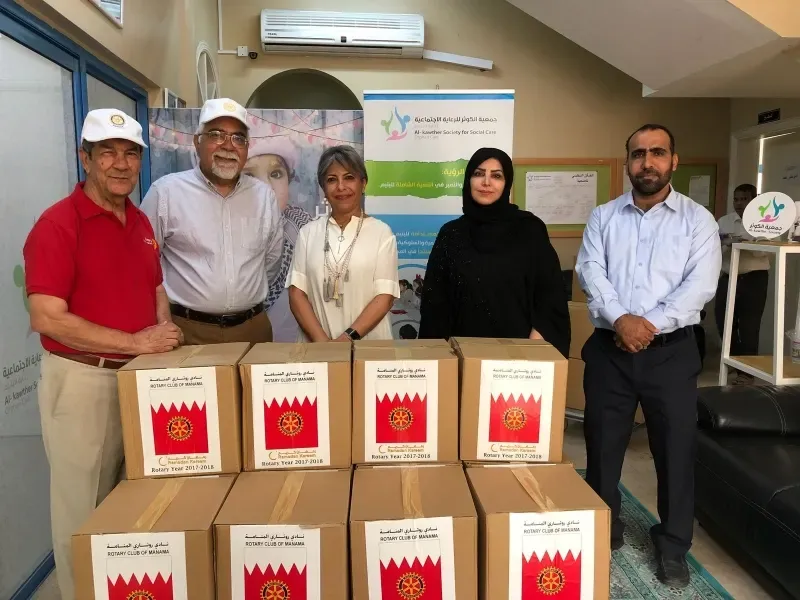 Happiness Unedited ! The Rotary club of Manama presented food parcels to the needy