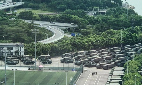 Chinese military parades near Hong Kong border