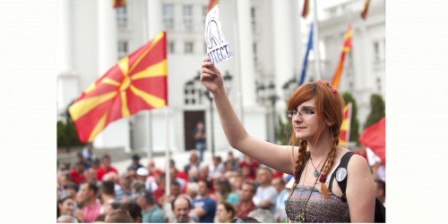 Macedonia protesters camp outside government