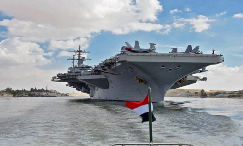 US aircraft carrier passes Suez Canal on Iran deployment US aircraft carrier passes Suez Canal on Iran deployment