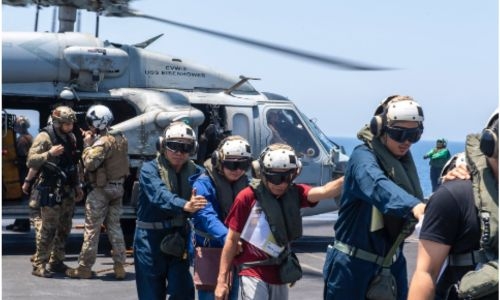 Crew abandons cargo ship hit by Houthis: US