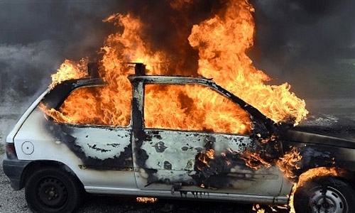 Driver injured in car fire 