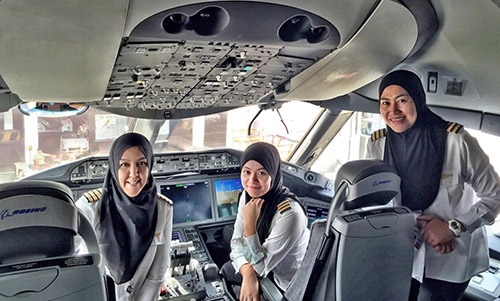 Brunei's all-female pilot crew lands in Saudi Arabia