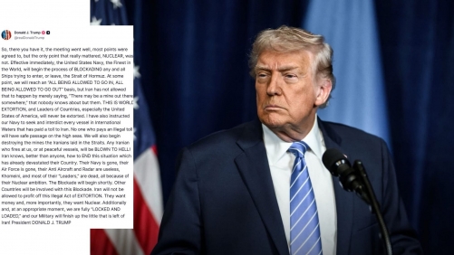 Trump says US Navy to enforce blockade on Iran at Strait of Hormuz Trump says US Navy to enforce blockade on Iran at Strait of Hormuz