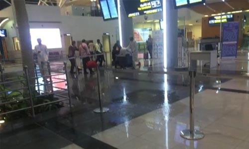 Rainwater leaks inside Salalah airport