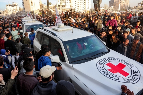 Red Cross convoy departs with two freed Israeli hostages in Gaza: AFP