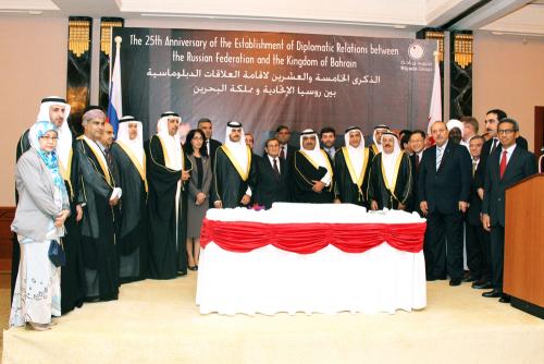  Russian embassy hosted a reception on the occasion of the 25 anniversary of diplomatic relations between Russia and Bahrain at Sheraton last night in the presence of Russian ambassador