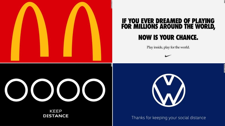 Famous brands are making 'social distancing' logos