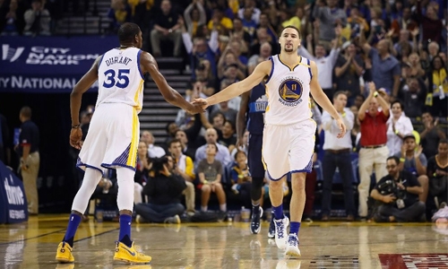 Warriors in seventh heaven as Durant, Thompson star Warriors in seventh heaven as Durant, Thompson star