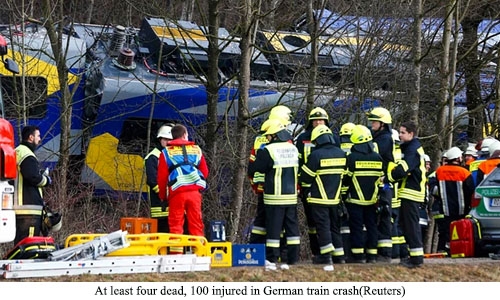 At least four dead, 100 injured in German train crash At least four dead, 100 injured in German train crash