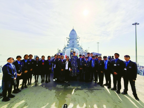 Bhavans- Bahrain Indian School Grade 8 students experience naval excellence aboard INS Surat in Bahrain Bhavans- Bahrain Indian School Grade 8 students experience naval excellence aboard INS Surat in Bahrain