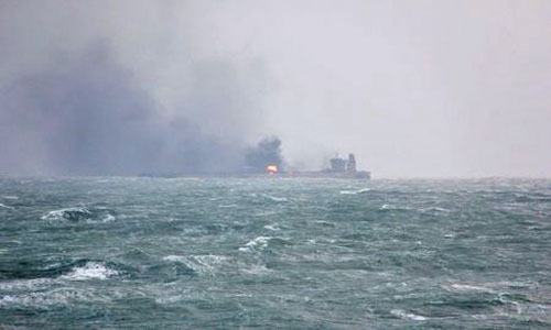 East China Sea oil tanker burns for third day