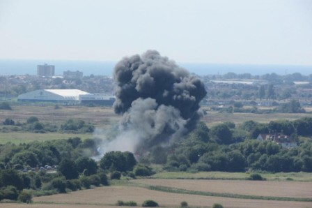 Seven killed as jet hits road