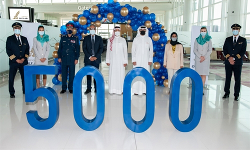 Gulf Air celebrates 5000th flight departure from Bahrain’s new airport terminal