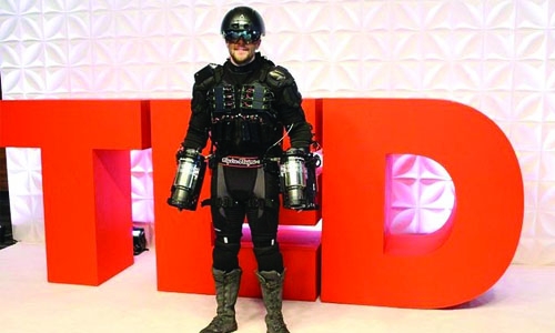 British inventor takes flight in 'Iron Man' suit