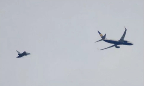 UK fighter jets escort down Ryanair plane after 'hoax' UK fighter jets escort down Ryanair plane after 'hoax'