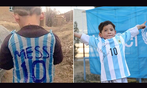 Messi sends autographed jerseys to his little Afghan fan Messi sends autographed jerseys to his little Afghan fan