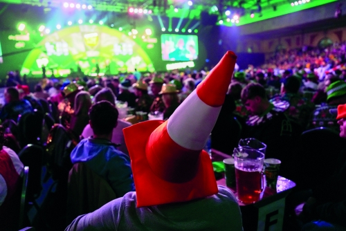 At London’s annual darts fiesta, Elvis is in the building, beer in hand