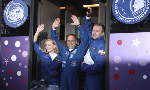 Russian film crew in orbit to make first movie in space