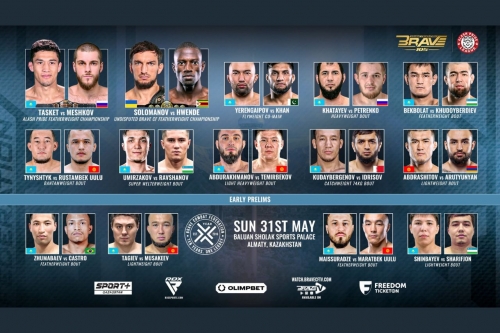 FULL CARD ANNOUNCED FOR BRAVE CF 105 IN KAZAKHSTAN