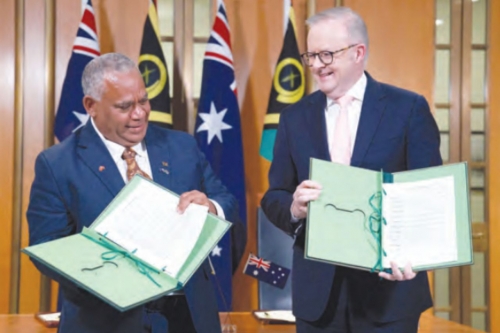 Australia, Vanuatu sign deal barring foreign military base on Pacific island