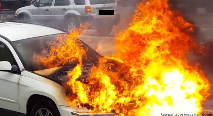 Car fire causes heavy traffic congestion