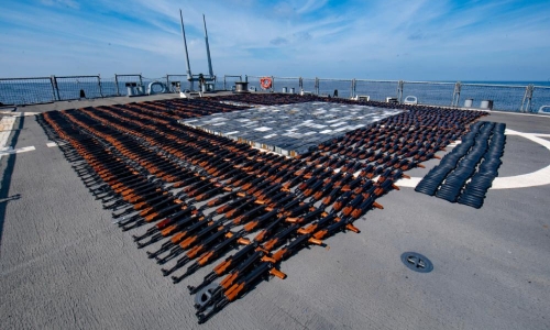 US Navy seizes 1,400 assault rifles on stateless vessel possibly originated in Iran 