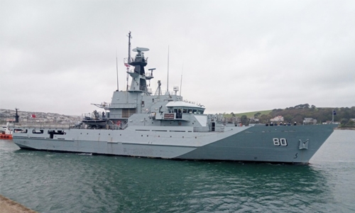 Patrol warship Al Zubara embarks on journey home to Bahrain
