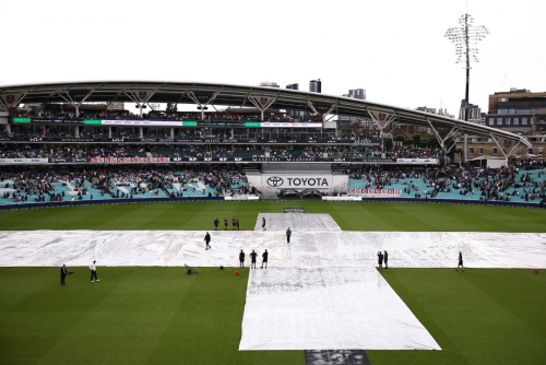 Rain leaves Oval Test on a knife edge