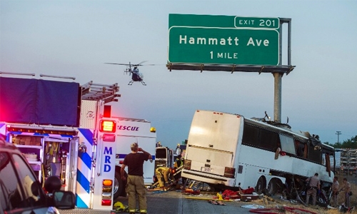 California bus nearly splits in half in crash, 5 killed