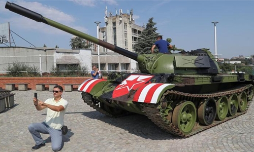 Red Star fans wheel out tank ahead of match Red Star fans wheel out tank ahead of match