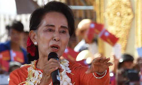 Suu Kyi urges action on illegal use of religion in election campaign Suu Kyi urges action on illegal use of religion in election campaign