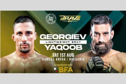 Bulgaria’s Delyan Georgiev squares off against India’s Owais Yaqoob at BRAVE CF 107