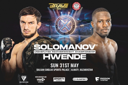 Omar Solomanov battles Nicholas Hwende for undisputed Featherweight World Title at BRAVE CF 105 Omar Solomanov battles Nicholas Hwende for undisputed Featherweight World Title at BRAVE CF 105