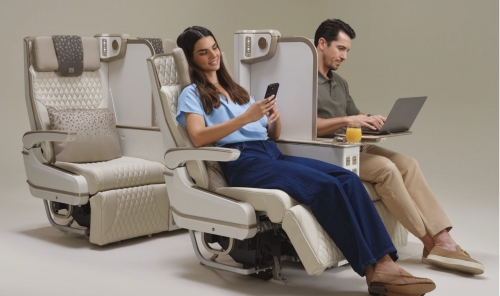 EMIRATES UNVEILS WORLD'S FIRST ELECTRIC PREMIUM ECONOMY SEAT EMIRATES UNVEILS WORLD'S FIRST ELECTRIC PREMIUM ECONOMY SEAT