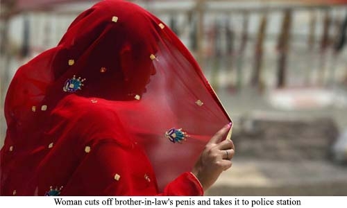 Woman cuts off brother-in-law's penis and takes it to police station claiming he raped her Woman cuts off brother-in-law's penis and takes it to police station claiming he raped her