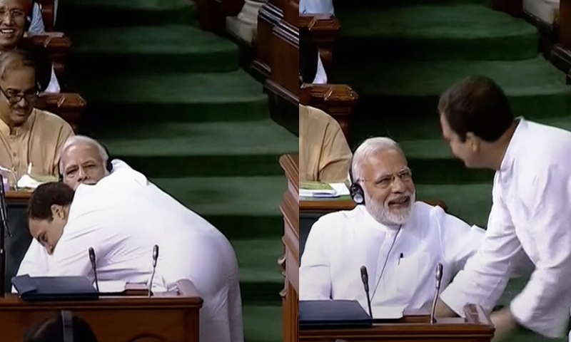 India’s Modi surprised by Rahul Gandhi’s hug  