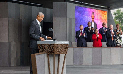 Obama opens new African American Museum amid national racial strife