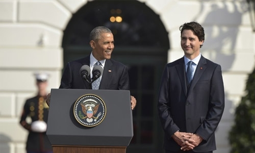 Obama welcomes Trudeau to White House for pomp-filled visit