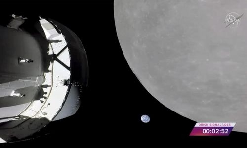 Nasa capsule buzzes moon, last big step before lunar orbit