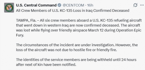 All Six Crew Members Confirmed Dead in US Aircraft Crash in Iraq