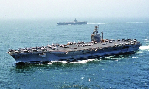 US aircraft carrier docks in Bahrain