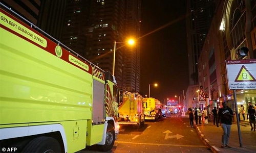 Fire erupts in Dubai residential highrise