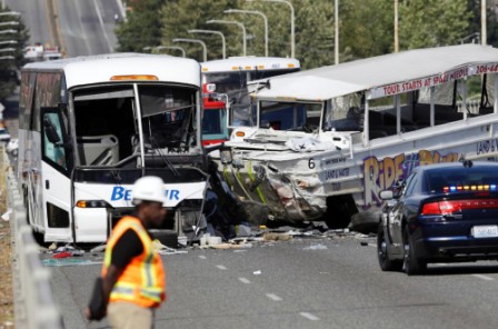 Four killed and dozens hurt in US school bus collision